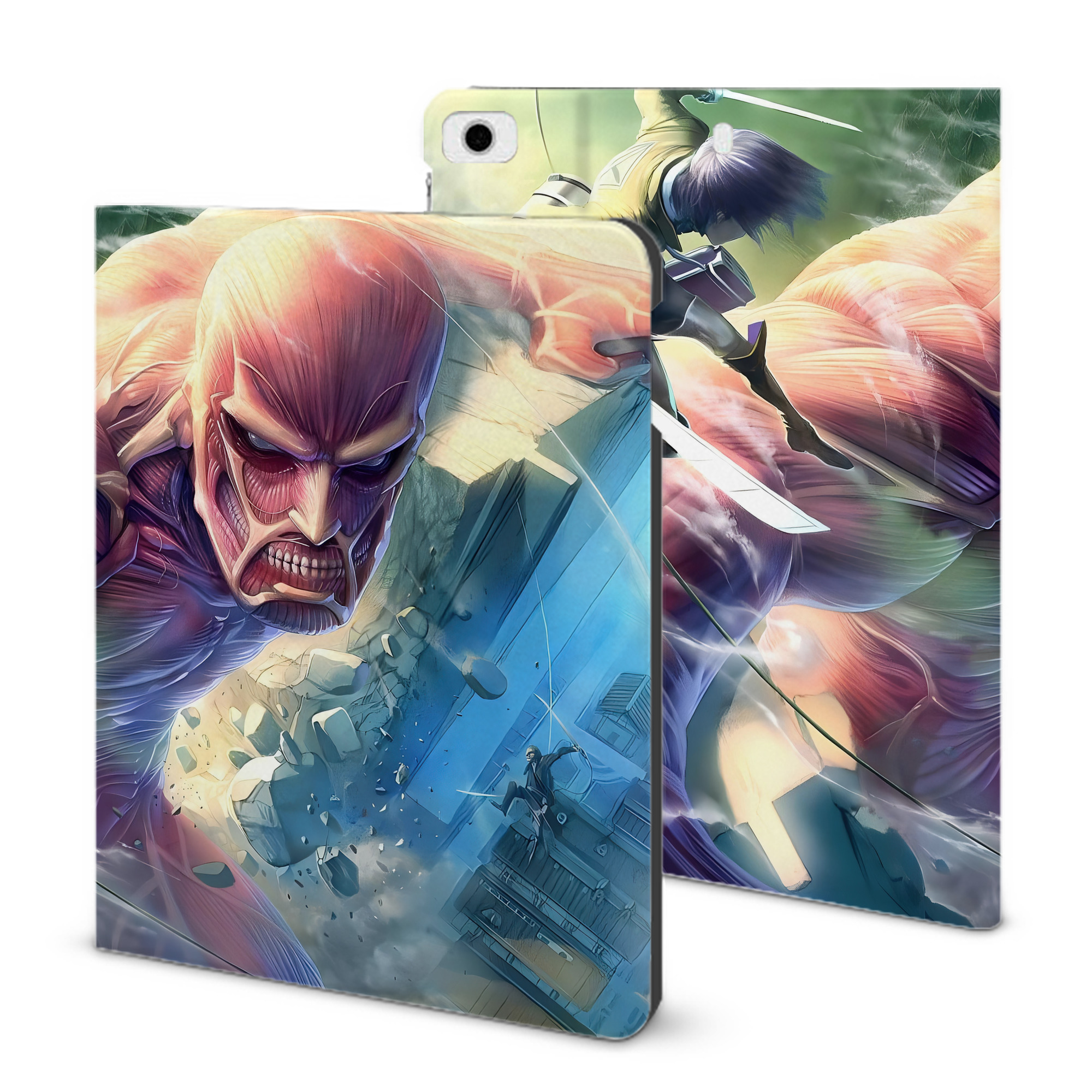 （画像用） 進撃の巨人 Attack on Titan IPad ケース ブック型 PUレザー TPU 耐衝撃 軽量 薄型 ペン収納なし 全面保護 IPad 各モデル対応